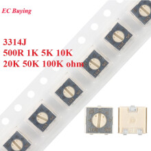10 τεμάχια3314 3314J500R1K5K10K20K50K100K ohm Ποτενσιόμετρο ακριβείας ρυθμιζόμενης αντίστασης501