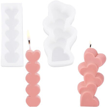 Lot de 2 moules en silicone en forme de cœur pour bougies DIY, résine époxy UV et fabrication de bijoux (blanc, 99-121 x 33-64,5 x 18-28,5 mm).