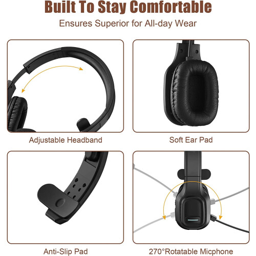 Ακουστικά Bluetooth Trucker V5.0, Ασύρματα ακουστικά με ακύρωση θορύβου και σίγαση 2