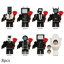 8 stuks Skibidi toiletbouwblokken: toiletman, cameraman, spreker, mini-actiefiguren, in elkaar te zetten minifiguren, speelgoed voor kinderen,