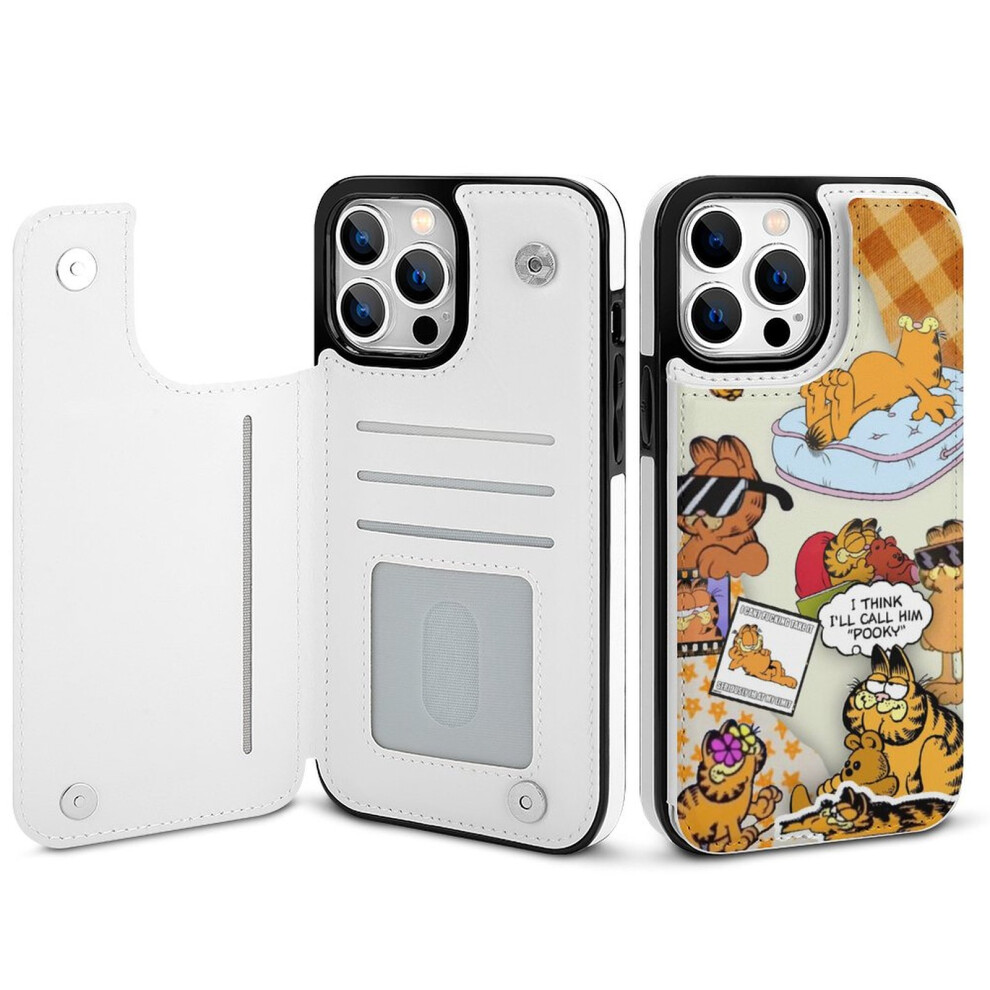 Garfield Compatible Iphone 14 Pro Max Wallet Case With Card Holder, Pu Leather Folio, Shockproof Cover For Women & Girls 9164030644809