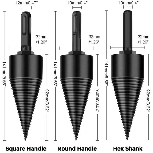 Firewood Log Bit 3Pcs Wood Splitter Bits Removable Splitter Drill Drill Tools Home Improvement 2