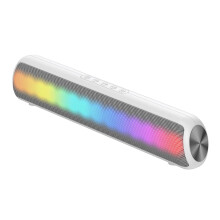 Altoparlante Bluetooth luminoso PAVEOS, suono HIFI, luci colorate, subwoofer portatile per uso esterno, in auto e su scrivania - Bianco