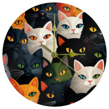 Ronde acryl wandklok met kattenmotief - Stijlvol uurwerk voor een modern interieur, 200 tekens.