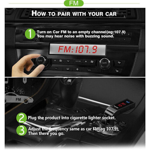 Bluetooth-Autoradio-FM-Transmitter/Modulator MP3USB schwarz Einheitsgröße 2