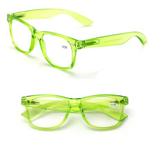 pares de óculos de leitura de luxo em cores neon transparentes - Confortáveis, elegantes e simples, com aumento de grau de +2,25.