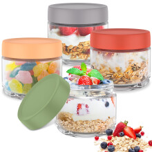 Confezione da 4 barattoli di vetro da 473 ml (16 oz) con coperchio per porridge notturno, barattoli Mason riutilizzabili per insalata, yogurt,