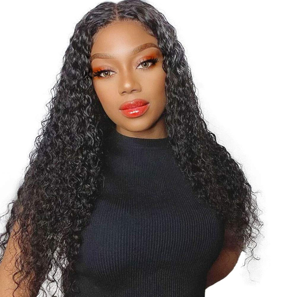 Unisex Curly Lace Front Wig 13X1 T Part Deep Curly Bob 150% Density Pre Plucked Brazilian Remy Hair 14Inch
