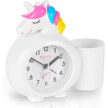 Kinderwecker für Mädchen, Einhorn-Wecker ohne Ticken mit Stifthalter, geräuschloser Nachttischwecker, lauter Wecker