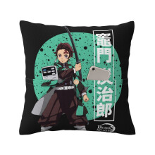 Μαξιλαροθήκη Demon Slayer από λινό συμβατή με Kimetsu No Yaiba Cushion καναπέ-κρεβατοκάμαρα,