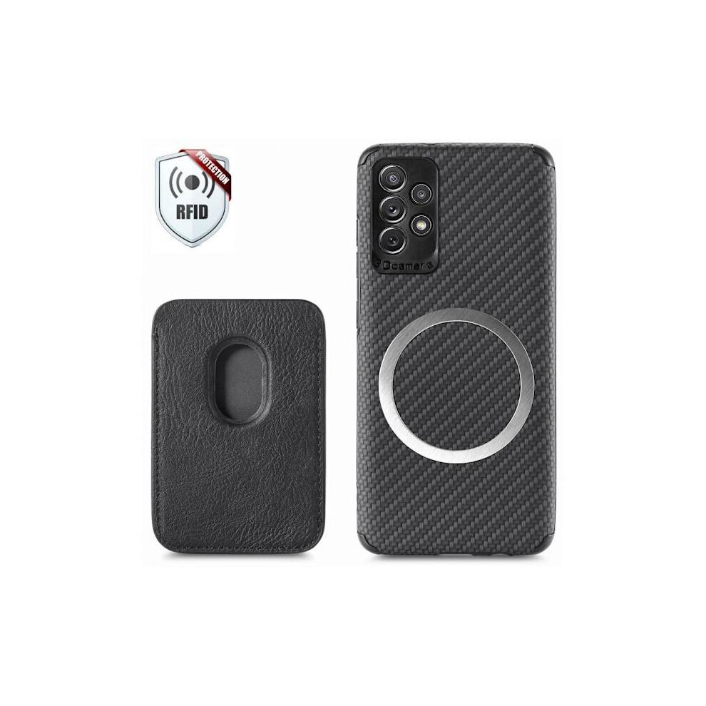 Compatible With Samsung A23 5G Shockproof Case With Magnetic Card Holder Magsafe Rfid Black 9164030783157