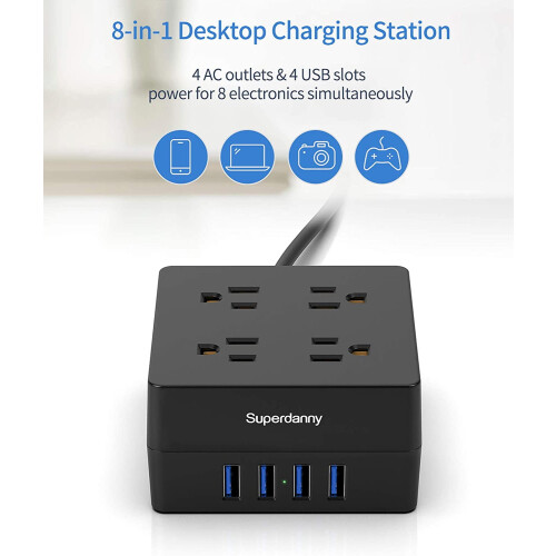 Πολύπριζο USB με προστασία από υπερτάσεις - Σταθμός φόρτισης 9,8 ποδιών με 1