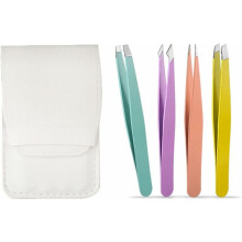 Pinzas de acero inoxidable de 4 piezas, pinzas profesionales, pinzas de precisión para cejas para eliminar vellos encarnados, vello facial y puntos