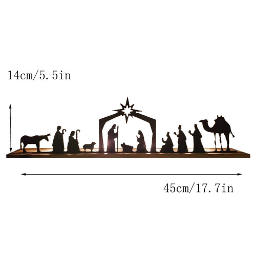 Wovilon Kerststal van metaal voor binnen, 33x8,3 cm 2