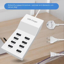 8-poorts USB-oplader 60W snellaadstation/hub, compatibel met iPhone, iPad, Galaxy S6/Edge en meer.