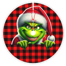 Weihnachtsbaumdecke „Der Grinch“ mit Pompon-Borte, Weihnachts- und Silvesterdekoration, 48