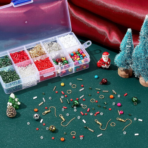 Σετ κοσμημάτων DIY με θέμα τα Χριστούγεννα με χάντρες από γυαλί και ρητίνη και 2