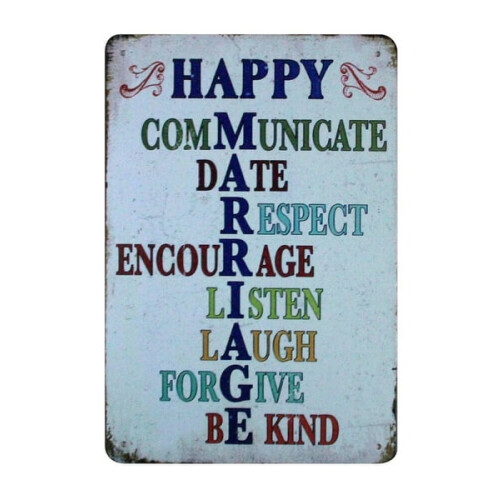 Μεταλλική πινακίδα Happy Communicate σε κασσίτερο, μοντέρνα διακόσμηση σπιτιού. Μέγεθος: