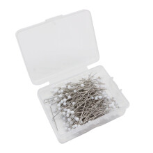 ADVEN 250Pcs Glass Ball Head Pins, Quilting Needles, Sewing Crafts, Compatible with DIY, School, Office, White 100pcs