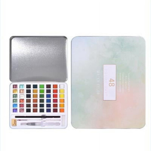 Jacenvly36/48Colors Κιτ Ακουαρέλας με Γκλίτερ/Μεταλλικό σε Σιδερένιο Κουτί, Σετ