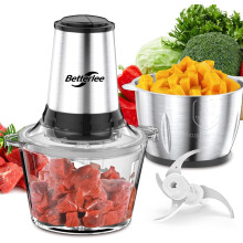 Food Processor & Meat Grinder, 500W Electric Chopper with 2 x 8-Cup Bowls, Bi-Level Blades, for Baby Food, Veggies, Nuts