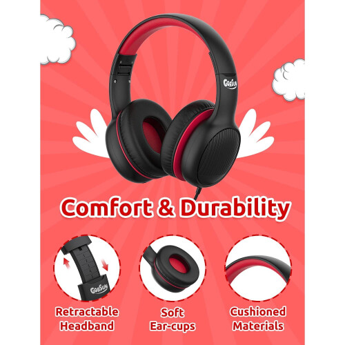 Ακουστικά Gorsun Premium A66Kids, Περιορισμένης έντασης 85dB/94dB, Συμβατά με όλες τις συσκευές, 1