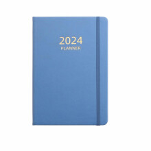 Giyblacko180Sheets A5Planner2024, pevná vazba z umělé kůže, odolný papír proti inkoustu, 360 stran, gumička, kompatibilní s modrými pery
