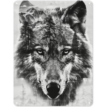 Tableau en métal représentant une forêt de loups, plaque artistique en métal, affiche vintage en métal pour salon ou salle de bain, 30 x 43 cm