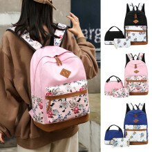 Maxiaoxia Leisure Backpack 3-delige set, ruime rugzak met bloemenprint, geschikt voor school, reizen en uitstapjes, voor meisjes, vrouwen en