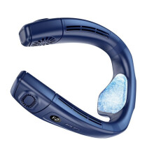 Wearable Neck Fan with Digital Display 4000mAh Bladeless Cooling for Outdoor Travel Blue