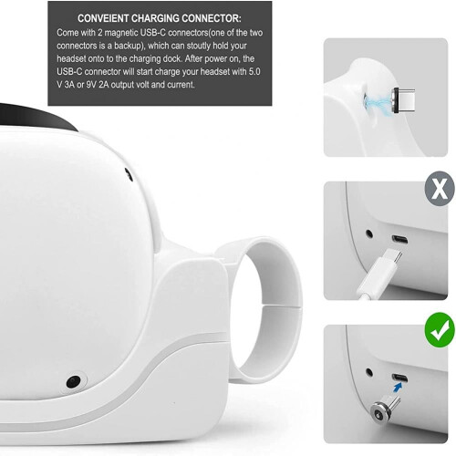 Σταθμός φόρτισης για Oculus Quest2, βάση τοίχου VR με ένδειξη LED, βάση γρήγορης φόρτισης 2