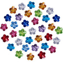 288 peças de botões de acrílico com strass, formato de flor facetada com 1 furo, cores sortidas, 12x12x6mm, furo: 1mm
