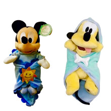 Mickey & Pluto Hondje Baby in Dekentje Set 11” Pluche Zachte Pop Disney Parken Knuffel Nieuw