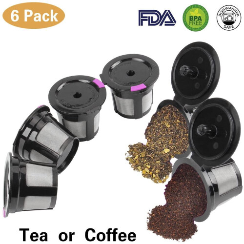 Kit com 6 Cápsulas de Café Reutilizáveis LEEYNEER, compatíveis com Keurig 2.0 e 1.0, com Escova de Limpeza. 2