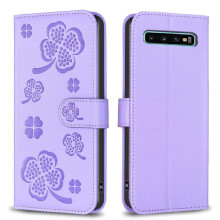 Flip Case for compatible with Samsung Galaxy S10 Plus Card Slots Holder Kickstand Wallet Clover Flower Multi-color Pu Leather
