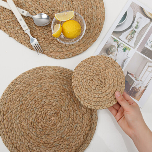 Table Coaster Handwoven Straw Natural Table Placemat 2
