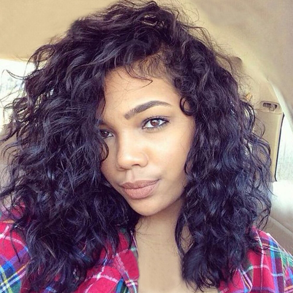 Unisex Brazilian Virgin Human Hair Wig Wet Wavy Full Lace Glueless Pre Plucked Natural Hairline 12Inch