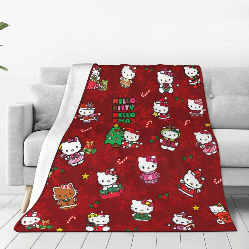 Χαριτωμένη κουβέρτα γάτας - Kawaii Hello-Kitty Throw, εξαιρετικά μαλακή για καναπέ, κρεβάτι,