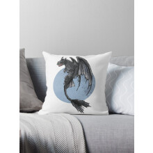 AIVO Sdentato Furia Buia da Dragon Trainer, Fantastica illustrazione ad acquerello, Vola sulla Luna, Fodera per cuscino decorativo, Cuscino per