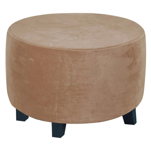 Apoio para os pés redondo de 18,65 polegadas com capa decorativa em couro sintético.