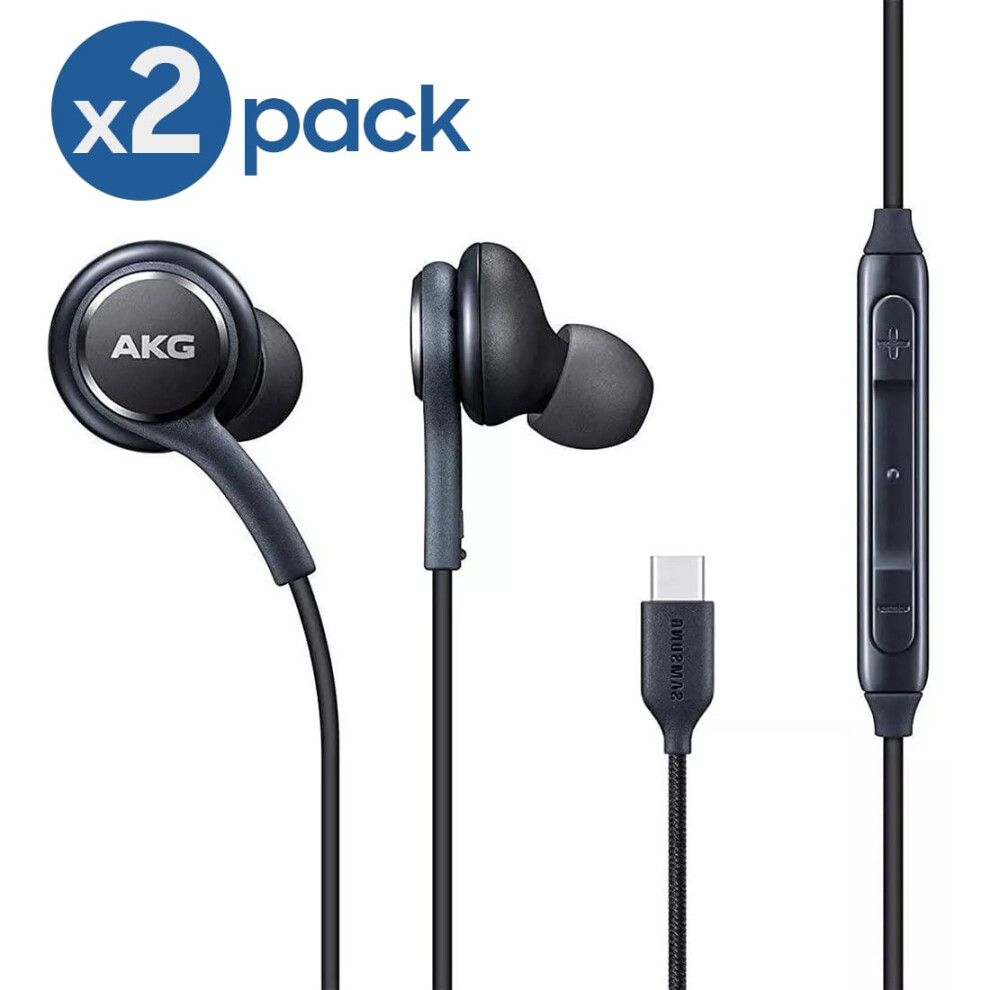 2-Pack Compatible With Samsung Oem Earbuds, Stereo Headphones For Compatible With Samsung Galaxy Note10, Note 10+, S10, S9 Plus, S10e - Akg Design, 9164030093829