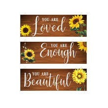 Logo in legno Miayilima con girasole, compatibile con decorazioni per porte e verande in stile rustico, targa murale con ape per la casa in