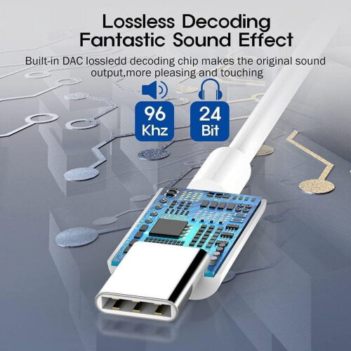 USB C til 3,5 mm lydadapter, kompatibel med iPhone 16, iPhone 16Plus, iPhone 15Pro/Pro Max, hvid 1