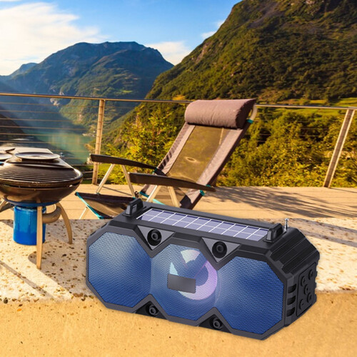 Φορητό Ηλιακό Ηχείο Bluetooth PAVEOS με Subwoofer, Ασύρματο Στερεοφωνικό Ηχείο Συμβατό με Power 2