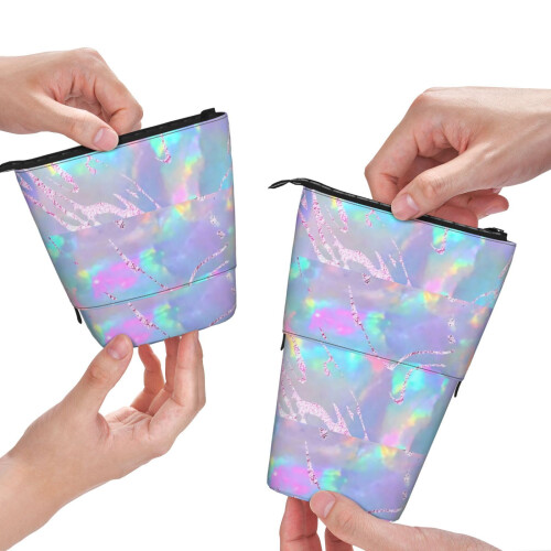 Opal Gemstone Purple Faux Foil Μολύβι Τηλεσκοπικό Μολύβι Φοιτητών Θήκη για Κέρματα Θήκη για