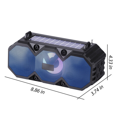 Φορητό Ηλιακό Ηχείο Bluetooth PAVEOS με Subwoofer, Ασύρματο Στερεοφωνικό Ηχείο Συμβατό με Power 1