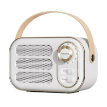 Multifunktionel Mini Bærbar FM Radio Bluetooth Højttaler USB Tf Aux Indendørs Udendørs Retro Design Trådløs Højttaler Hvid