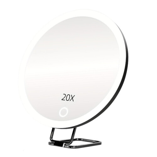 Μεγεθυντικός καθρέφτης Joyfeel10/20/30X με φως LED και τσιμπιδάκι, περιστρεφόμενος 360,