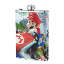 Super Mario 8oz rostfritt stålkolv för män och kvinnor, anime tecknade bärbara fickkolvar bartillbehör presenter
