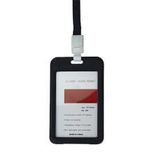 Porta-crachá/porta-cartão de acesso com alça - Várias cores - Preto